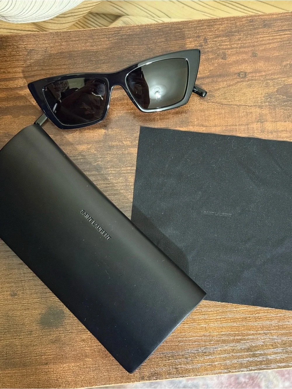 Saint Laurent Glossy Black Cat-Eye Sunglasses